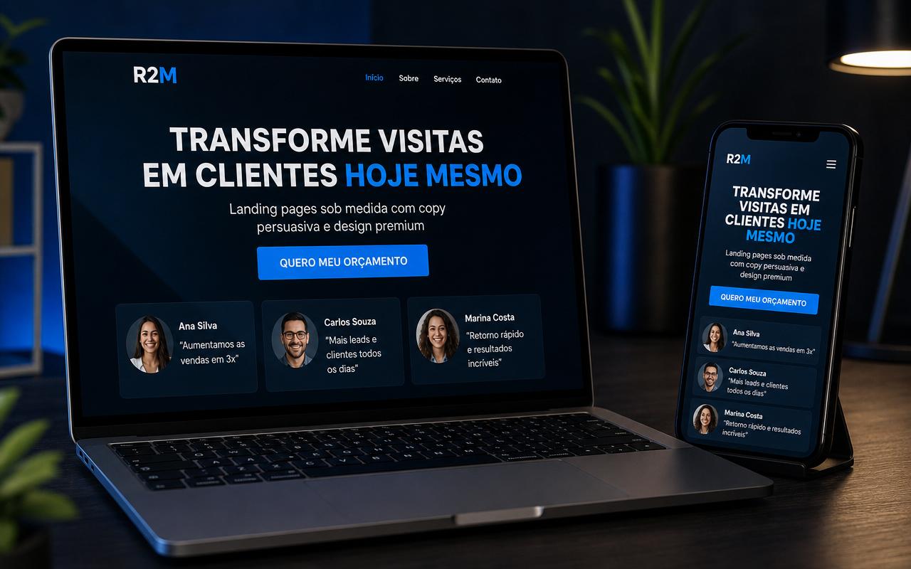 Apresentação visual do serviço Landing pages